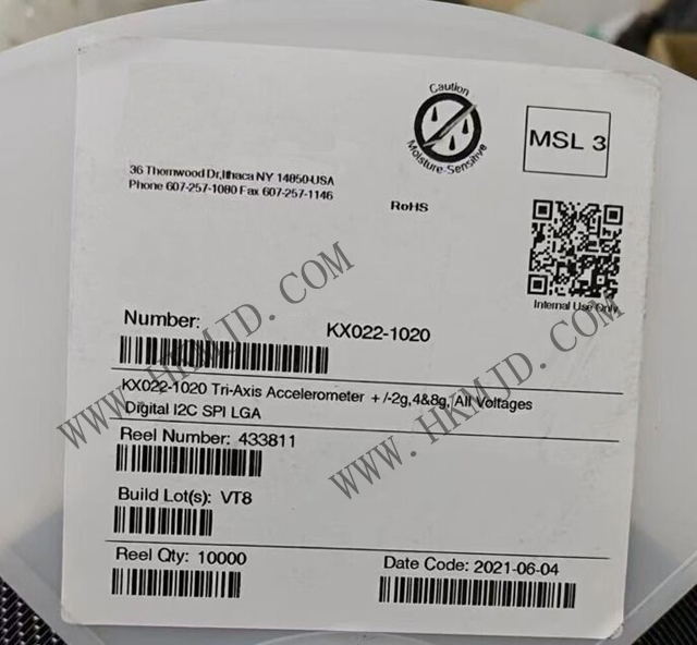 運(yùn)動(dòng)傳感器_KX022-1020_加速計(jì) X，Y，Z 軸 ±2g，4g，8g 0.39Hz ~ 800Hz 12-LGA