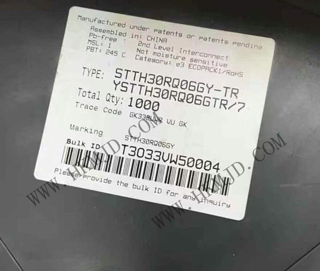 供應(yīng) STTH30RQ06GY 一款汽車級 600V、30A 超快軟恢復(fù)二極管