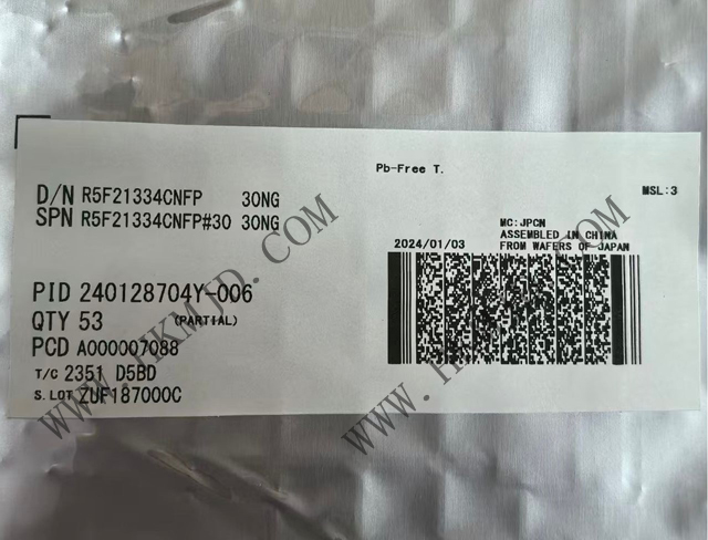 瑞薩電子【MCU芯片】R5F21334CNFP 16位微控制器，采用R8C CPU內核