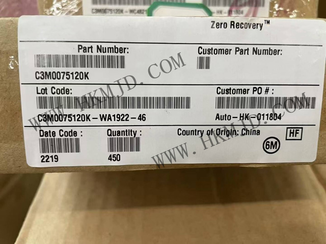 現(xiàn)貨供應(yīng) Wolfspeed C3M0075120K 1200V SiC MOSFET，75mΩ 低導(dǎo)通電阻